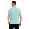 Bidebuvar Erkek Triko Kumaş Yakalı Düğmesiz Açık Yaka Fitilli Kısa Kollu Regular Fit Tişört T-shirt - Mint Yeşili