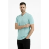 Bidebuvar Erkek Triko Kumaş Yakalı Düğmesiz Açık Yaka Fitilli Kısa Kollu Regular Fit Tişört T-shirt - Mint Yeşili