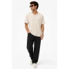 Bidebuvar Erkek V Yaka Basic Tişört Kısa Kol Yazlık Regular Fit T-Shirt - Bej