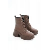 Bidebuvar FZ-2550 Kahverengi Yüksek Tabanlı Bağcıklı Fermuarlı Günlük Kadın Bot