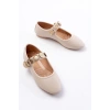 Bidebuvar İNF-6363 Bej Baret Tokalı Günlük Bayan Ayakkabı