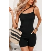 Bidebuvar Kadın Asimetrik Askılı Mini Kaşkorse Bodycon Tulum
