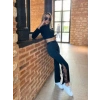 Bidebuvar Kadın Dantel Eklemeli Ispanyol Paça Scuba Tayt Pantalon