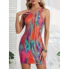 Bidebuvar Kadın Kalın Askılı çok Renkli Dalgıç Mini Elbise