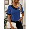 Bidebuvar Kadın Kısa Kollu Asımetrik Yaka Detaylı Düğmeli Dubai Bluz