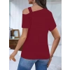 Bidebuvar Kadın Kısa Kollu Asimetrik Yaka Detaylı Viskon Bluz
