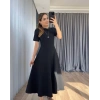 Bidebuvar Kadın Kısa Kollu Bisiklet Yaka Maksi Boy Ithal Krep Elbise