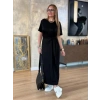 Bidebuvar Kadın Kısa Kollu Bisiklet Yaka Yandan Bağlamalı Viskon Iki Iplik Elbise