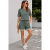 Bidebuvar Kadın Kısa Kollu Bisiklet Yakalı Waffle Bluz Ve Short Ikili Takım