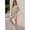 Bidebuvar Kadın Kısa Kollu Bisiklet Yakalı Waffle Bluz Ve Short Ikili Takım