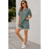 Bidebuvar Kadın Kısa Kollu Bisiklet Yakalı Waffle Bluz Ve Short Ikili Takım