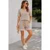 Bidebuvar Kadın Kısa Kollu Bisiklet Yakalı Waffle Bluz Ve Short Ikili Takım