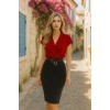 Bidebuvar Kadın Kısa Kollu Kruvaze Yaka Krep Elbise (Kemersiz)