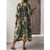 Bidebuvar Kadın Kısa Kollu önü Açık Belden Kuşaklı Uzun Kimono