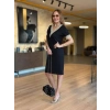 Bidebuvar Kadın Kısa Kollu V Dantel Yaka Viskon Iki Iplik Elbise