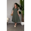Bidebuvar Kadın Kısa Kollu V Yaka Salaş Maxi Boy Elbise