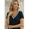 Bidebuvar Kadın Kısa Kollu V Yakalı Bürümcük Bluz