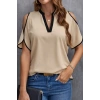 Bidebuvar Kadın Kısa Kollu V Yakalı Ithal Krep Bluz