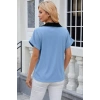 Bidebuvar Kadın Kısa Kollu V Yakalı önden şerit Detaylı Sandy Bluz