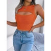 Bidebuvar Kadın Kolsuz Bisiklet Yaka Güpüs Dekolteli Triko Crop Bluz