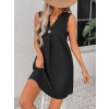 Bidebuvar Kadın Kolsuz V Hakim Yakalı Düğmeli Kısa Elbise