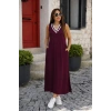 Bidebuvar Kadın Kolsuz V Ribana Yakalı Cepli Uzun Viskon Iki Iplik Elbise
