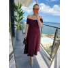 Bidebuvar Kadın Madonna Yaka Midi Boy Modal Elbise