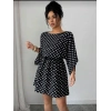 Bidebuvar Kadın Puantiyeli örme Krep Mini Elbise (kemersiz)