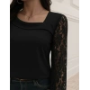 Bidebuvar Kadın Uzun Kollu Asimetrik Yakalı Dantelli Ithal Krep Bluz