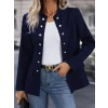 Bidebuvar Kadın Uzun Kollu Hakim Yaka önden Düğmeli Kısa Atlas Ceket
