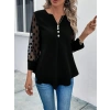Bidebuvar Kadın Uzun Kollu Yakadan Düğmeli Kolları Tül Detaylı Viskon Bluz