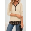 Bidebuvar Kadın Uzun Kollu Yakadan Düğmeli Leopar Detaylı Kaşkorse Bluz