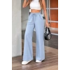 Bidebuvar Kadın Yüksek Bel Lastikli Bağcıklı Kot Pantolon