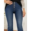 Bidebuvar Kadın Yüksek Bel önden Düğmeli Cep Detay Ispanyol Paça Denim Pantolon