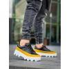 Bidebuvar KB-056 Kuback Siyah Sarı Detaylı Beyaz Yüksek Taban Günlük Spor Ayakkabı