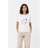 Bidebuvar Köpek Figürlü Minimal Baskılı Tişört Kısa Kol Yazlık T-Shirt - Beyaz
