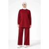 Bidebuvar Osy Modal Yumuşak Dokulu Kumaş Tesettür Cepli Tunik Pantolon Takım - Bordo
