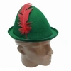 Bidebuvar Peter Pan Şapkası Yeşil Renk Kırmızı Tüylü