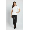 Bidebuvar Pike Kumaş Düğmeli Yaka Regular Rahat Günlük Kısa Kol Tişört T-shirt - Beyaz
