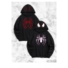 Bidebuvar Sevgili Çift Kombini Örümcek Baskılı Kapüşonlu Sweatshirt Hoodie - Siyah
