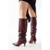 Bidebuvar SR-2001 Bordo İnce Topuklu Günlük Bayan Çizme