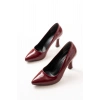 Bidebuvar ST-001 Bordo Rugan Günlük 9 cm Topuklu Bayan Stiletto Ayakkabı