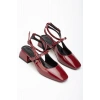 Bidebuvar ST-003 Bordo Rugan Günlük 4 cm Topuklu Bayan Ayakkabı