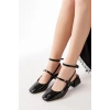 Bidebuvar ST-003 Siyah Rugan Günlük 4 cm Topuklu Bayan Ayakkabı