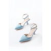 Bidebuvar ST-004 Bebe Mavi Rugan Günlük 7 cm Topuklu Bayan Ayakkabı
