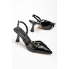 Bidebuvar ST-005 Siyah Rugan Günlük 7 cm Topuklu Bayan Ayakkabı