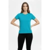 Bidebuvar T-Shirt Bisiklet Yaka Slim Fit Likralı Tişört Günlük Basic Body - Turkuvaz