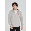 Bidebuvar Unisex Baskılı Tam Fermuarlı Kapşonlu SweatShirt - Boyalı Gri