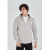 Bidebuvar Unisex Tam Fermuarlı Kapşonlu  SweatShirt - Boyalı Gri