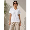 Bidebuvar V Yaka Basic Tişört Kısa Kol Yazlık Regular Fit T-Shirt - Beyaz